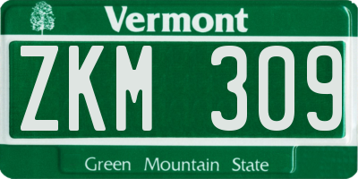 VT license plate ZKM309