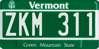 VT license plate ZKM311