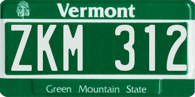 VT license plate ZKM312