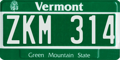 VT license plate ZKM314