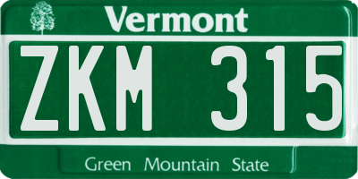 VT license plate ZKM315