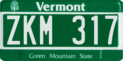 VT license plate ZKM317