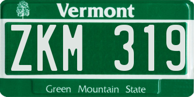 VT license plate ZKM319