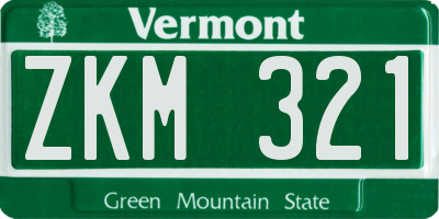 VT license plate ZKM321