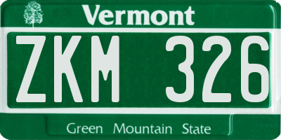 VT license plate ZKM326