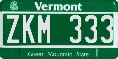 VT license plate ZKM333