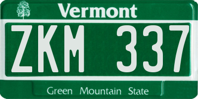 VT license plate ZKM337