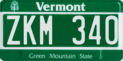 VT license plate ZKM340