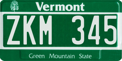 VT license plate ZKM345