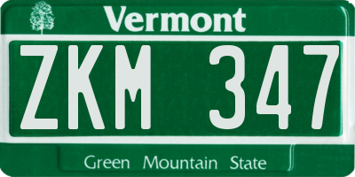 VT license plate ZKM347