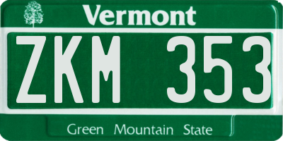 VT license plate ZKM353