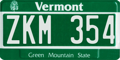 VT license plate ZKM354