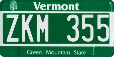 VT license plate ZKM355