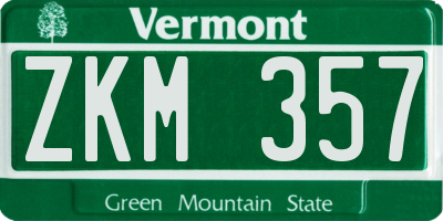 VT license plate ZKM357