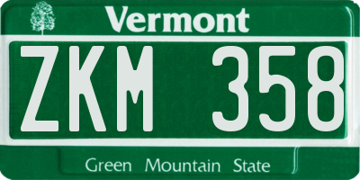 VT license plate ZKM358