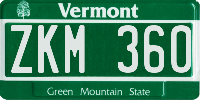 VT license plate ZKM360