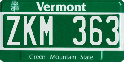 VT license plate ZKM363