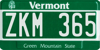 VT license plate ZKM365