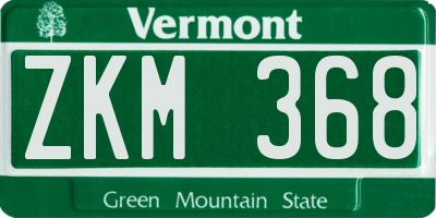 VT license plate ZKM368
