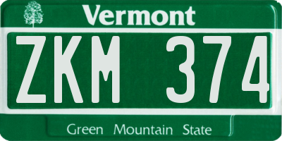 VT license plate ZKM374