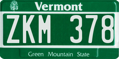 VT license plate ZKM378