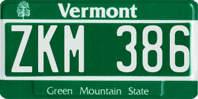 VT license plate ZKM386