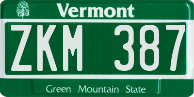 VT license plate ZKM387