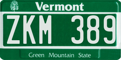 VT license plate ZKM389