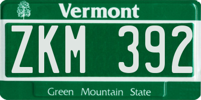 VT license plate ZKM392