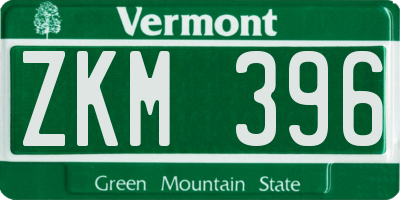 VT license plate ZKM396