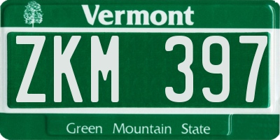 VT license plate ZKM397