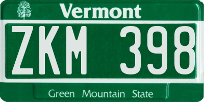 VT license plate ZKM398