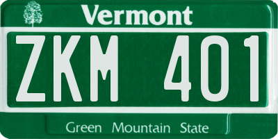 VT license plate ZKM401
