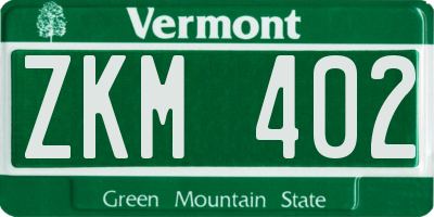 VT license plate ZKM402