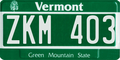VT license plate ZKM403
