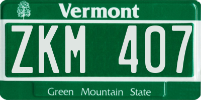 VT license plate ZKM407