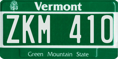 VT license plate ZKM410