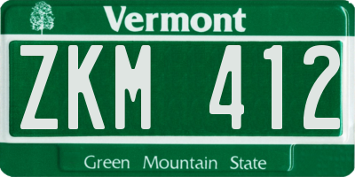 VT license plate ZKM412