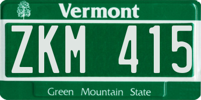 VT license plate ZKM415
