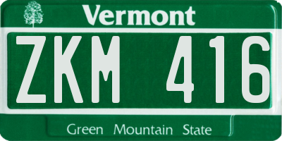 VT license plate ZKM416