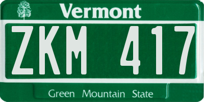 VT license plate ZKM417