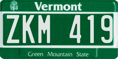 VT license plate ZKM419