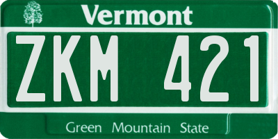 VT license plate ZKM421