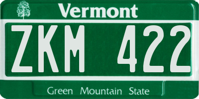 VT license plate ZKM422