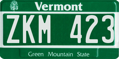 VT license plate ZKM423