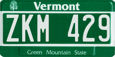 VT license plate ZKM429