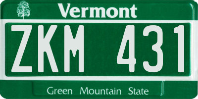 VT license plate ZKM431