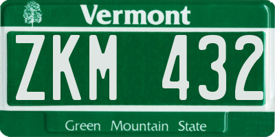 VT license plate ZKM432