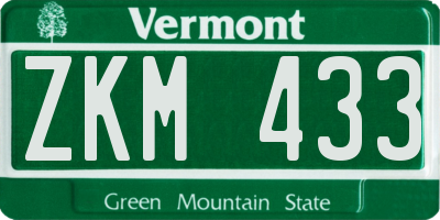 VT license plate ZKM433
