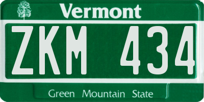 VT license plate ZKM434